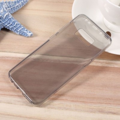 Samsung Galaxy S8 (G950) skaidrus (permatomas) dvigubas kieto silikono TPU ploniausias pasaulyje pilkas dėklas / Priedai.lt