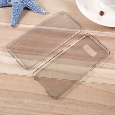 Samsung Galaxy S8 (G950) skaidrus (permatomas) dvigubas kieto silikono TPU ploniausias pasaulyje pilkas dėklas / Priedai.lt