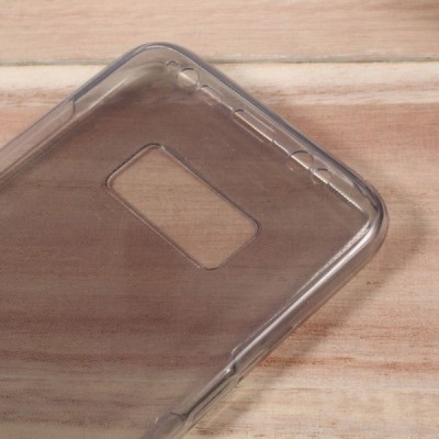 Samsung Galaxy S8 (G950) skaidrus (permatomas) dvigubas kieto silikono TPU ploniausias pasaulyje pilkas dėklas / Priedai.lt