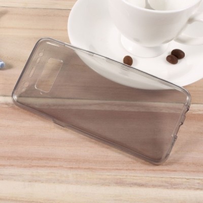 Samsung Galaxy S8 (G950) skaidrus (permatomas) dvigubas kieto silikono TPU ploniausias pasaulyje pilkas dėklas / Priedai.lt