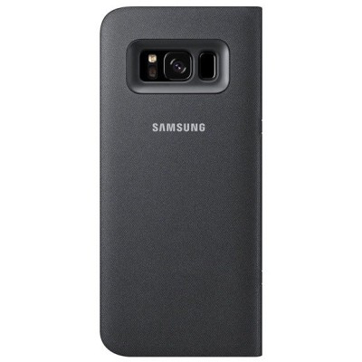 Samsung Galaxy S8+ (G955) oficiāls Led View Cover atvērams melns ādas maciņš (maks) / Vacins.lv