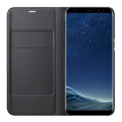 Samsung Galaxy S8+ (G955) oficiāls Led View Cover atvērams melns ādas maciņš (maks) / Vacins.lv