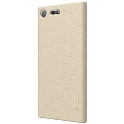 Nillkin Frosted Shield Sony Xperia XZ Premium (Xperia XZ Premium Dual) zelta plastmasas futrālis + ekrāna aizsargplēve / Vacins.