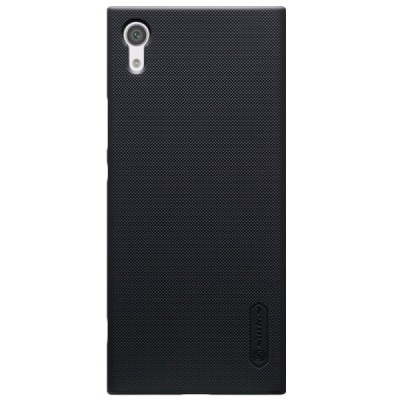 Nillkin Frosted Shield Sony Xperia XA1 (G3121, G3123, G3125, G3112, G3116) melns plastmasas futrālis + ekrāna aizsargplēve / Vac