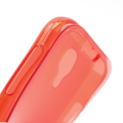 Samsung Galaxy S4 i9505 skaidrus raudonas silikoninis TPU atverčiamas dėklas (dėkliukas) - knygutė (Samsung Galaxy S IV i9505, i