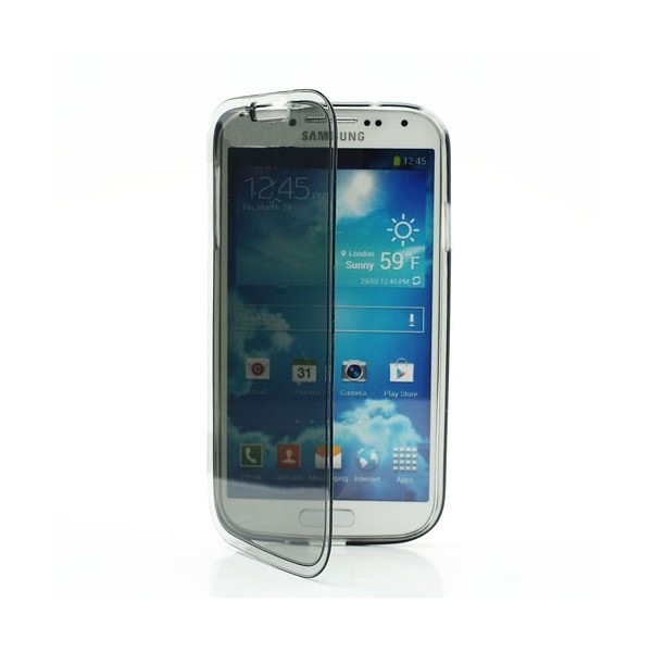 Atverčiamas silikoninis dėklas - pilkas, skaidrus (Galaxy S4)