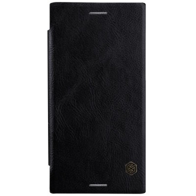 Prabangus „Nillkin“ Qin serijos juodas odinis atverčiamas Sony Xperia XZ Premium (Xperia XZ Premium Dual) dėklas - knygutė / Pri