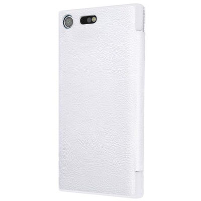 Prabangus „Nillkin“ Qin serijos baltas odinis atverčiamas Sony Xperia XZ Premium (Xperia XZ Premium Dual) dėklas - knygutė / Pri