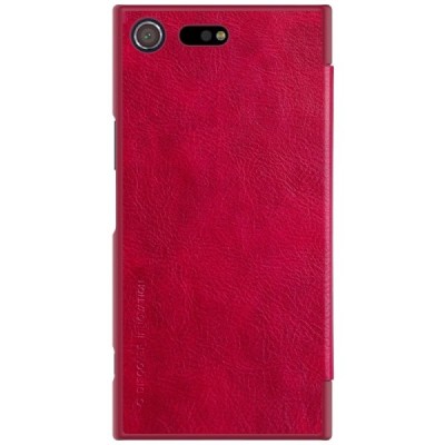 Greznais „Nillkin“ Qin sērijas ādas atvērams sarkans Sony Xperia XZ Premium (Xperia XZ Premium Dual) maciņš (maks) / Vacins.lv