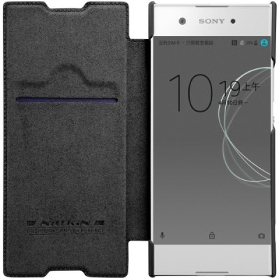 Prabangus „Nillkin“ Qin serijos juodas odinis atverčiamas Sony Xperia XA1 (G3121, G3123, G3125, G3112, G3116) dėklas - knygutė /