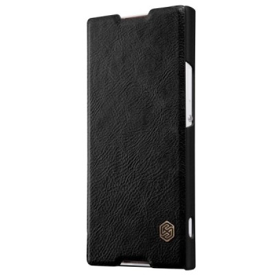 Prabangus „Nillkin“ Qin serijos juodas odinis atverčiamas Sony Xperia XA1 (G3121, G3123, G3125, G3112, G3116) dėklas - knygutė /