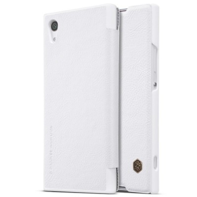 Prabangus „Nillkin“ Qin serijos baltas odinis atverčiamas Sony Xperia XA1 (G3121, G3123, G3125, G3112, G3116) dėklas - knygutė /
