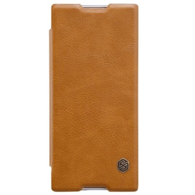 Prabangus „Nillkin“ Qin serijos rudas odinis atverčiamas Sony Xperia XA1 (G3121, G3123, G3125, G3112, G3116) dėklas - knygutė / 