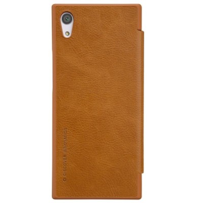 Prabangus „Nillkin“ Qin serijos rudas odinis atverčiamas Sony Xperia XA1 (G3121, G3123, G3125, G3112, G3116) dėklas - knygutė / 