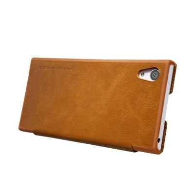 Prabangus „Nillkin“ Qin serijos rudas odinis atverčiamas Sony Xperia XA1 (G3121, G3123, G3125, G3112, G3116) dėklas - knygutė / 