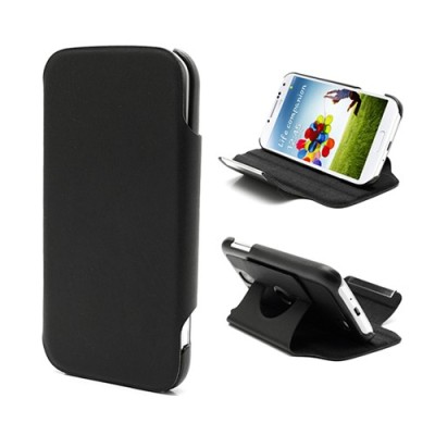Atverčiamas odinis juodas Samsung Galaxy S4 dėklas (Dėkliukas) / Priedai.lt