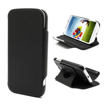 Atverčiamas odinis juodas Samsung Galaxy S4 dėklas (Dėkliukas) / Priedai.lt