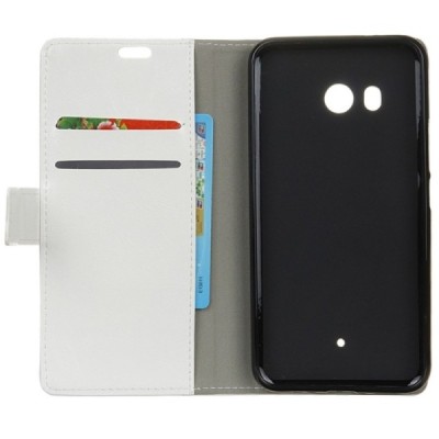 HTC U11 (U11 Dual) atvēramais ādas balts maciņš (maks) / Vacins.lv