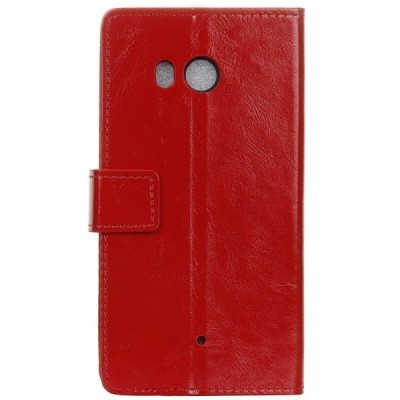 HTC U11 (U11 Dual) atverčiamas raudonas odinis dėklas - piniginė / Priedai.lt