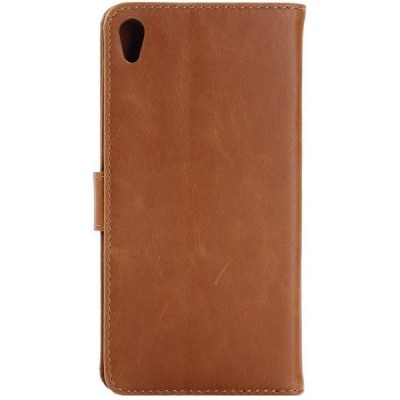 Sony Xperia XA Ultra (F3212, F3216) atverčiamas šviesiai rudas odinis retro dėklas - piniginė / Priedai.lt