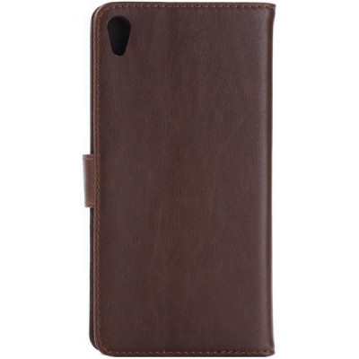Sony Xperia XA Ultra (F3212, F3216) atverčiamas tamsiai rudas odinis retro dėklas - piniginė / Priedai.lt