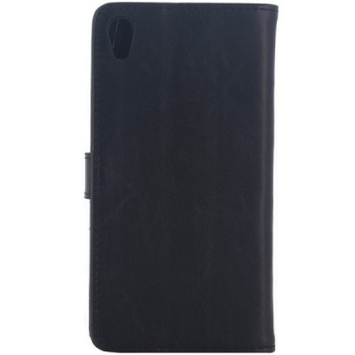 Sony Xperia L1 (G3311, G3312, G3313) atvēramais ādas melns retro maciņš (maks) / Vacins.lv