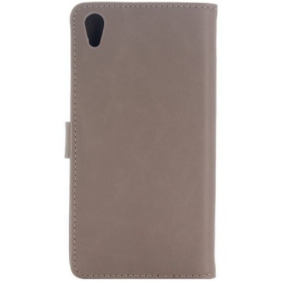 Sony Xperia L1 (G3311, G3312, G3313) atverčiamas smėlio spalvos odinis retro dėklas - piniginė / Priedai.lt