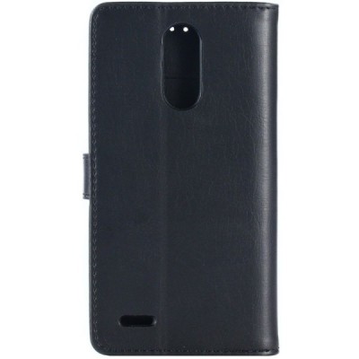 LG K10 2017 (X400, M250N) atvēramais ādas melns retro maciņš (maks) / Vacins.lv