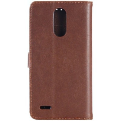 LG K10 2017 (X400, M250N) atvēramais ādas tumši brūns retro maciņš (maks) / Vacins.lv