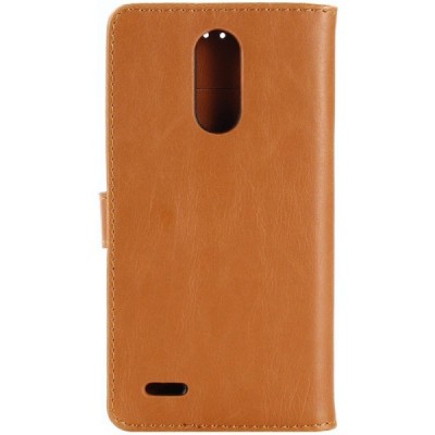 LG K10 2017 (X400, M250N) atvēramais ādas gaiši brūns retro maciņš (maks) / Vacins.lv