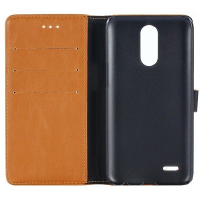 LG K10 2017 (X400, M250N) atvēramais ādas gaiši brūns retro maciņš (maks) / Vacins.lv