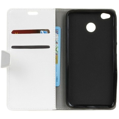 Xiaomi Redmi 4X atverčiamas baltas odinis dėklas, knygutė - piniginė / Priedai.lt