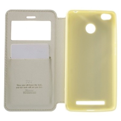 „Roar“ Xiaomi Redmi 3s auksinis atverčiamas dėklas su langeliu / Priedai.lt