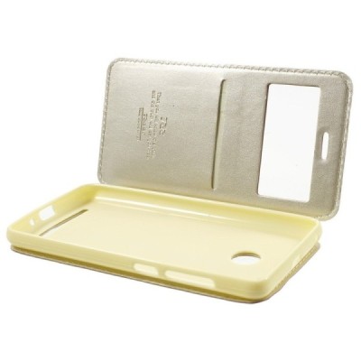 „Roar“ Xiaomi Redmi 3s auksinis atverčiamas dėklas su langeliu / Priedai.lt