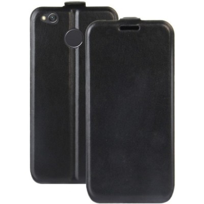 Xiaomi Redmi 4X vertikāli atvēramais ādas melns maciņš (maks) / Vacins.lv