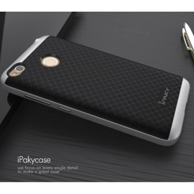 Xiaomi Redmi 4X „IPAKY“ kieto silikono TPU juodas (sidabro spalvos apvadais) dėklas - nugarėlė / Priedai.lt