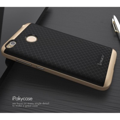 Xiaomi Redmi 4X „IPAKY“ kieto silikono TPU juodas (aukso spalvos apvadais) dėklas - nugarėlė / Priedai.lt