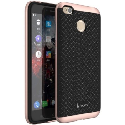 Xiaomi Redmi 4X „IPAKY“ kieto silikono TPU juodas (rožinės spalvos apvadais) dėklas - nugarėlė / Priedai.lt