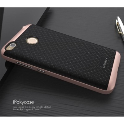 Xiaomi Redmi 4X „IPAKY“ kieto silikono TPU juodas (rožinės spalvos apvadais) dėklas - nugarėlė / Priedai.lt