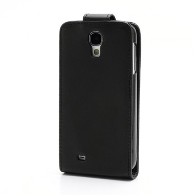 Klasikinis atverčiamas juodas odinis Samsung Galaxy S4 dėklas / Priedai.lt