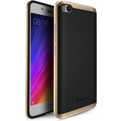 Xiaomi Mi 5S „IPAKY“ cieta silikona (TPU) melns apvalks (apmales - zeltā krāsā) / Vacins.lv