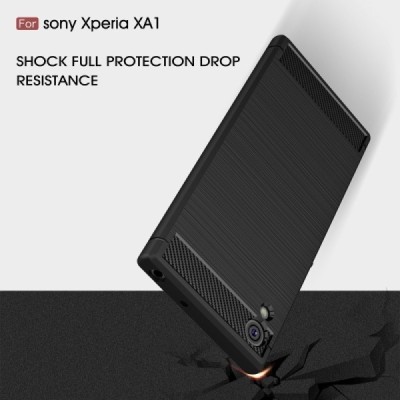 Sony Xperia XA1 „Carbon“ cieta silikona (TPU) melns apvalks / vacins.lv