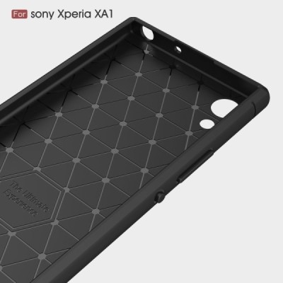 Sony Xperia XA1 „Carbon“ cieta silikona (TPU) melns apvalks / vacins.lv