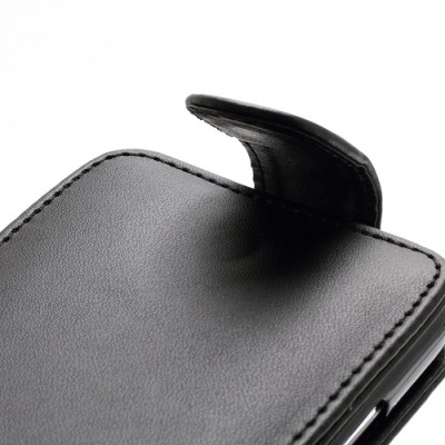 Klasikinis atverčiamas juodas odinis Samsung Galaxy S4 dėklas / Priedai.lt