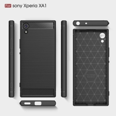 Sony Xperia XA1 „Carbon“ cieta silikona (TPU) melns apvalks / vacins.lv