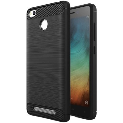 Xiaomi Redmi 3s „Carbon“ cieta silikona (TPU) melns apvalks / vacins.lv