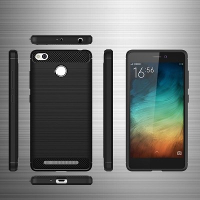 Xiaomi Redmi 3s „Carbon“ cieta silikona (TPU) melns apvalks / vacins.lv