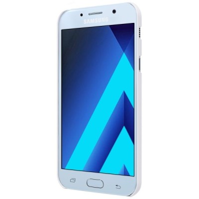 Samsung Galaxy A7 2017 (A720) Nillkin Frosted Shield baltas plastikinis dėklas + apsauginė ekrano plėvelė / Priedai.lt