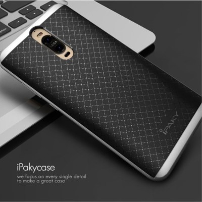 Huawei Mate 9 Pro (Mate 9 Pro Porsche Design) „IPAKY“ cieta silikona (TPU) melns apvalks (apmales - sudrabā krāsā) / Vacins.lv