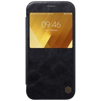 Greznais „Nillkin“ Qin sērijas ādas atvērams melns Samsung Galaxy A7 (2017) A720 maciņš / Vacins.lv